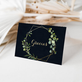 Carte Gracias Mariage Géométrique Verte Or