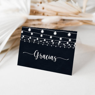 Carte Gracias Mariage pliée avec voyants à cordes 