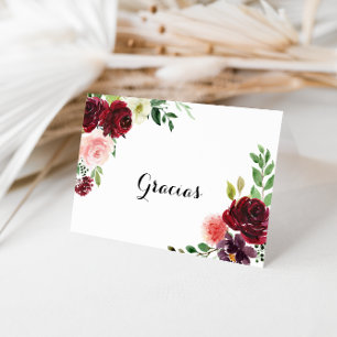 Carte Gracias Mariage pliée en calligraphie bordea