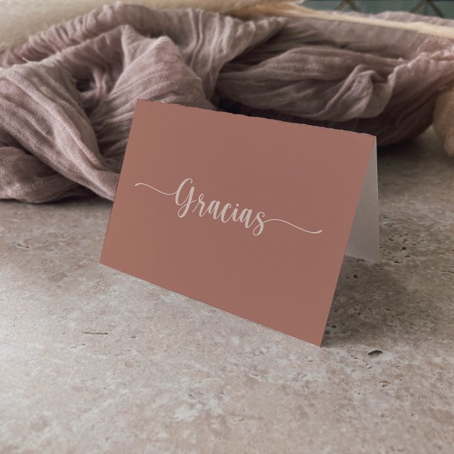 Carte Gracias Mariage pliée en terre cuite Calligr (Créateur téléchargé)