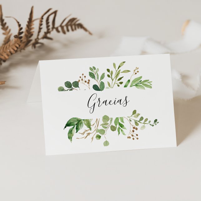 Carte Gracias Mariage pliée Eucalyptus Floral (Créateur téléchargé)