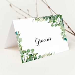 Carte Gracias Mariage pliée Eucalyptus vert