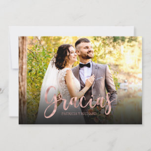 Carte Gracias Rose Gold Photo Mariage de Merci espagnol