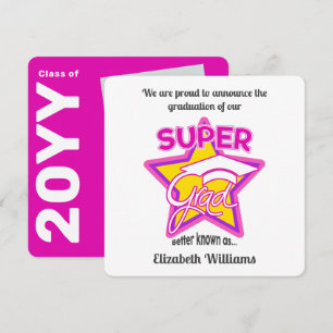Carte Grad Pink Graduation Faire-part-modifiable