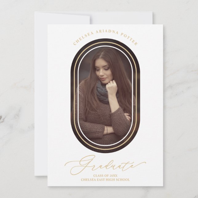 Carte Graduate Fancy Minimalist Oval Frame Golden effect (Devant)