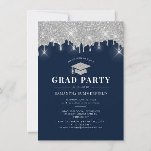 Carte Graduation 2022 Marine Parties scintillant Argent 
