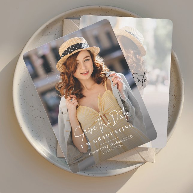 Carte Graduation 2025 Photo Enregistrer la date Annonce (Graduation 2025 Save the Date Announcement Multi Photo Card)