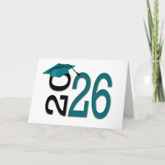 Carte Graduation 2025 Turquoise et noir