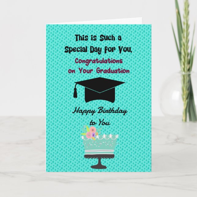 Carte Graduation & Anniversaire Même jour pour les fille (Devant)