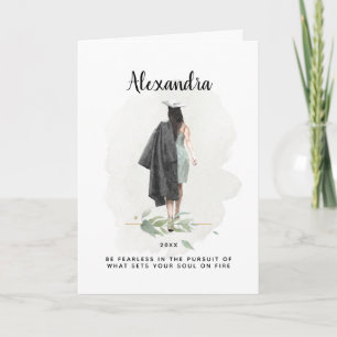 Carte Graduation Aquarelle Fille Foliage Inspirationnel
