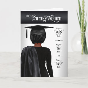 Carte Graduation Black Cap and Gown Dark Hair