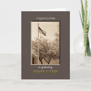 Carte Graduation Boot Camp Félicitations drapeau vintage