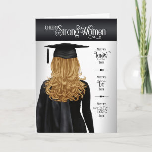 Carte Graduation Casquette noir et poil long-londe Gown