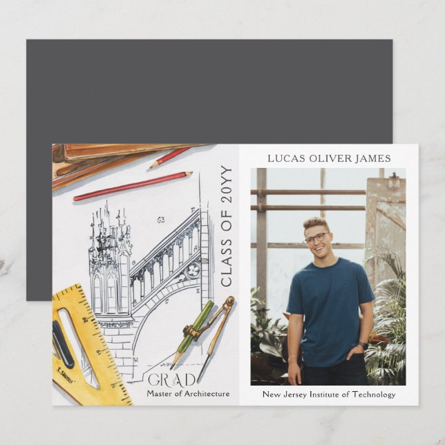 Carte Graduation Class of 2022 Architecture Engineer (Devant / Derrière)