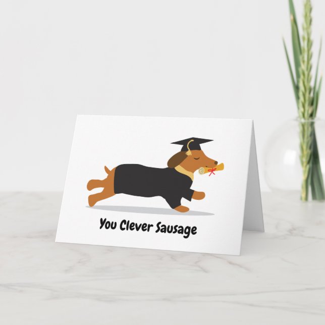 Carte Graduation Dachshund Chien Saucisse intelligente (Devant)