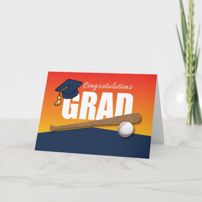 Carte Graduation de base-ball Athlète Félicitations Grad (Devant)