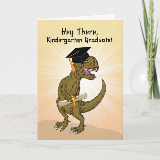 Carte Graduation de la maternelle T-Rex Dinosaur (Devant)