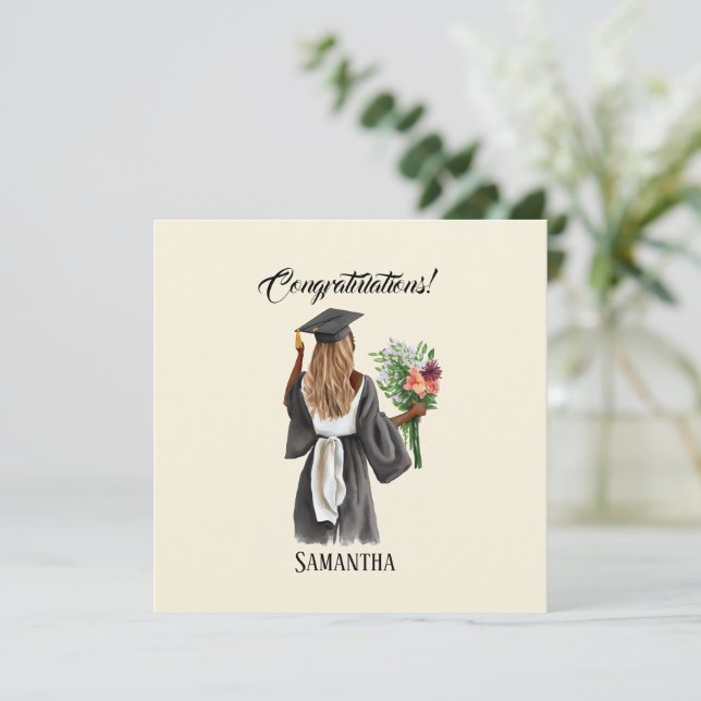 Carte Graduation de l'aquarelle personnalisée (13) (Debout devant)