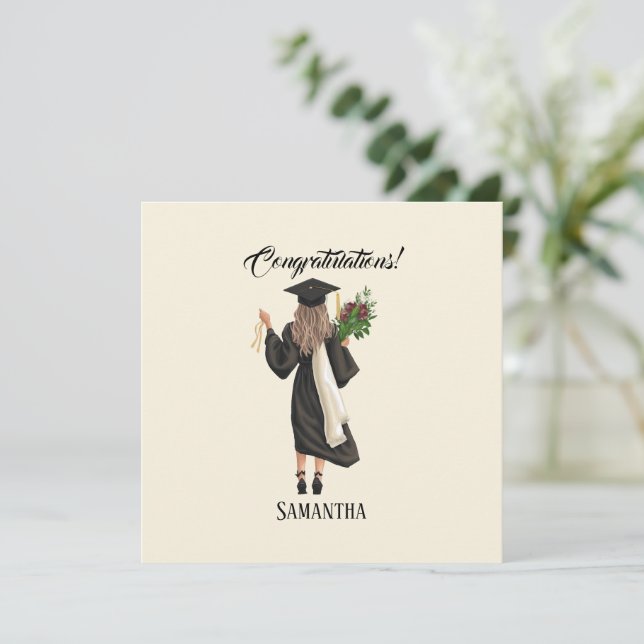 Carte Graduation de l'aquarelle personnalisée (9) (Debout devant)