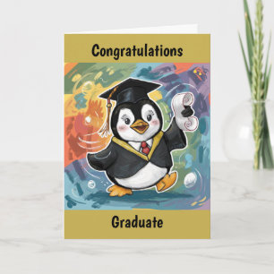 Carte Graduation de pingouin personnalisée