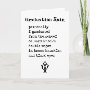 Carte Graduation Noir A Funny Félicitations Poème