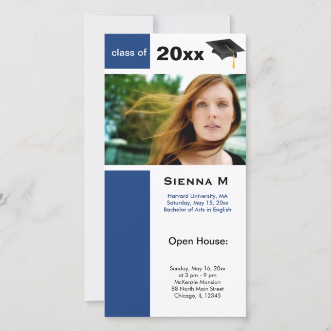Carte Graduation Open House Blue) (Devant)