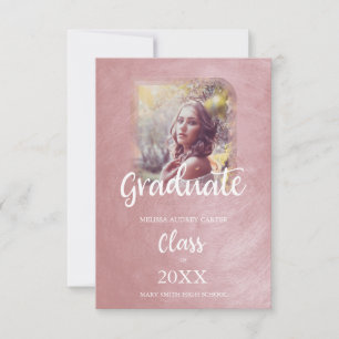 Carte Graduation Tendance Blush Rose effet métallique Te