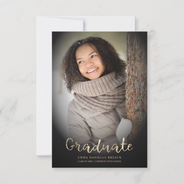 Carte Graduation Transparence - Script photo Calligraphi (Devant)