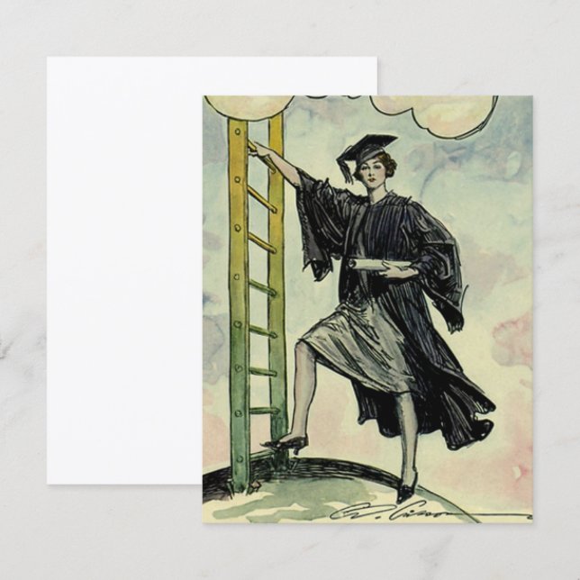 Carte Graduation vintage, Escalade l'échelle d'entrepris (Devant / Derrière)