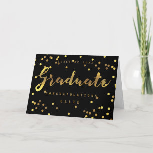 Carte Gradué Faux Gold Foil Confetti Noir