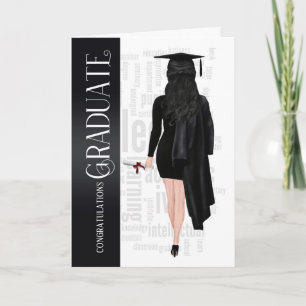 Carte graduée féminine de Dark Hair Black Cap and 