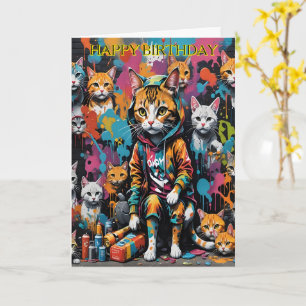 Carte Graffiti Artist Street Chat Jalon Anniversaire