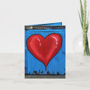 Carte Graffiti Heart, mur bleu, Saint-Valentin, petit