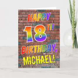 Carte Graffiti Inspiré arc-en-ciel Look HAPPY 18E ANNIVE