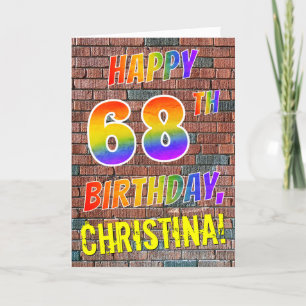 Carte Graffiti Inspiré arc-en-ciel Look HAPPY 68E ANNIVE