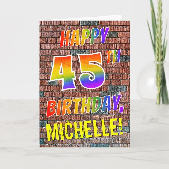 Carte Graffiti Inspiré arc-en-ciel Look HEUREUX 45E ANNI (Devant)