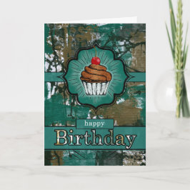Carte Graffiti urbain turquoise et Brown Cupcake Anniver