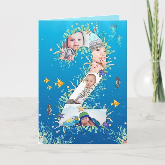 Carte Grand 2e anniversaire sous la mer Photo Collage (Devant)