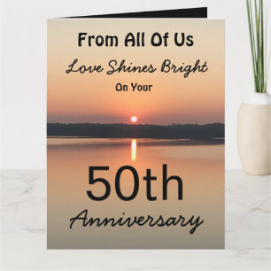 Carte GRAND 50ème anniversaire de tous l'amour brille