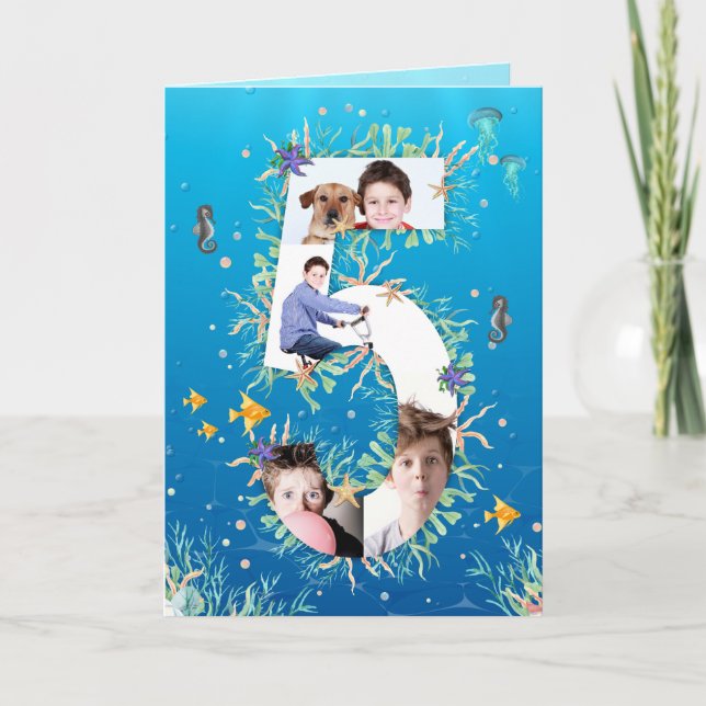 Carte Grand 5e anniversaire sous la mer Photo Collage (Devant)