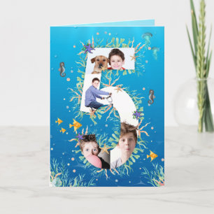 Carte Grand 5e anniversaire sous la mer Photo Collage