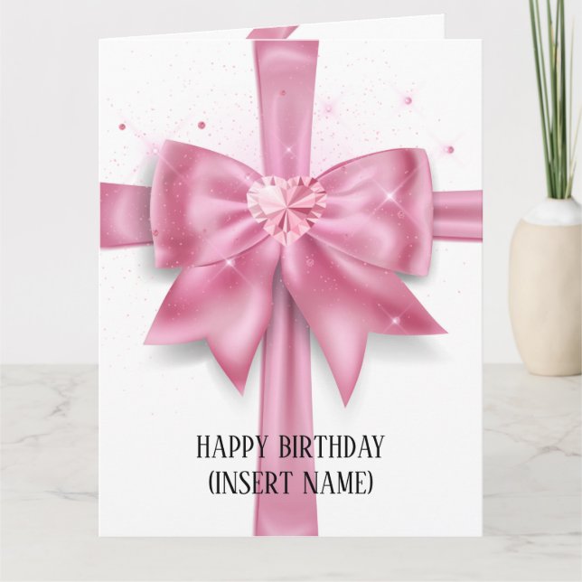 Carte Grand arc rose de luxe cadeau croix (Devant)