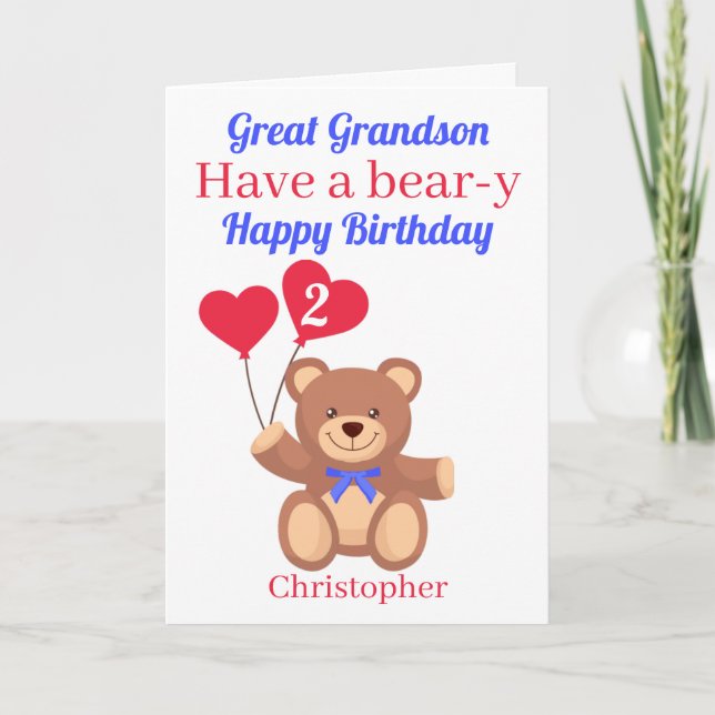 Carte Grand Bear 2e anniversaire (Devant)