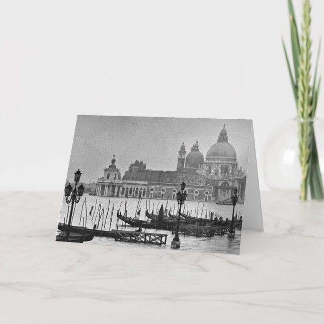 Carte Grand Canal noir et blanc Venise Italie Voyage (Devant)