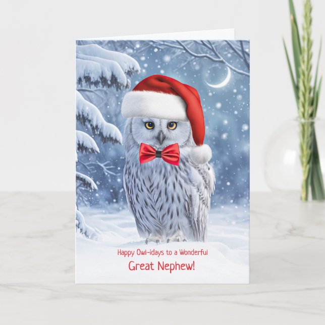 Carte Grand Chouette de Noël ou Grand-neveu Joyeux Choue (Devant)