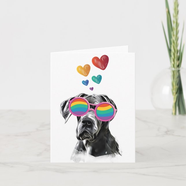 Carte Grand Danois avec coeurs Plaid de la Saint-Valenti (Devant)