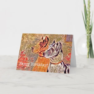 Carte Grand Danois vintage, Joyeux Anniversaire