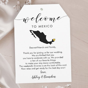 Carte Grand étiquette de bienvenue pour mariage au Mexiq
