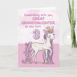 Carte Grand-fille 3e anniversaire Pink Horse