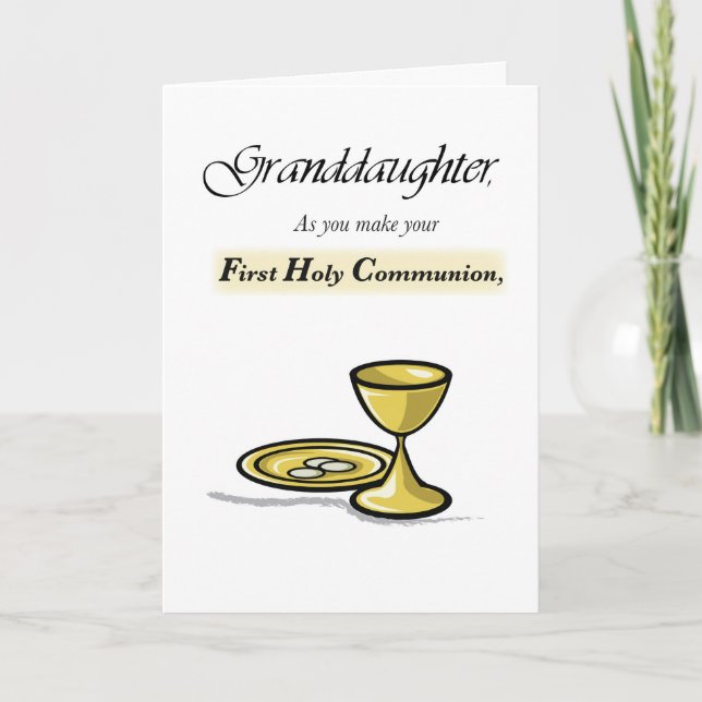 Carte Grand-fille Première communion Chalice or, Paten (Devant)